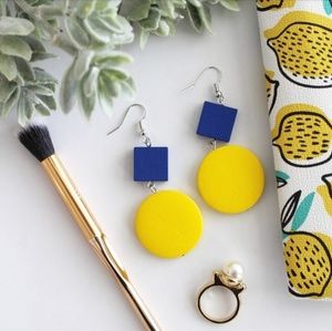 SALE! NEW - COLOR BLOCK WOOD DROP EARRINGS